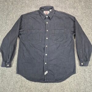 Milano Bay Denim Shirt Jacket Mens Large Black Cotton Utility Metal Buttons
